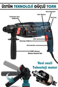ASSUR 850W Metal Şanzımanlı Kırıcı Delici Darbeli Matkap Seti 2–28 mm